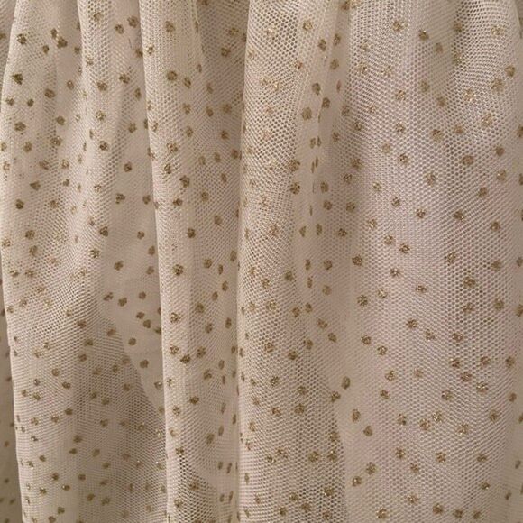 Oshkosh B'gosh Overall Dress Denim White Tulle Metallic Gold Polka Dots Size 4T - Picture 4 of 6